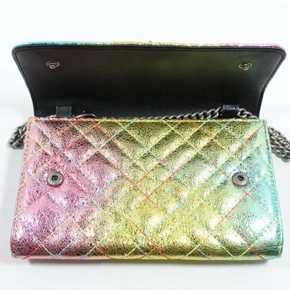 Kurt Geiger Brixton Metallic Leather Wallet-on-a-Chain - Rainbow - Picture 4 of 6
